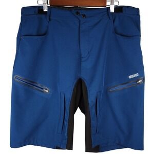 Arsuxeo Mens Blue Mountain Bike Shorts XL Pockets Adjustable Waist Cycling MTB